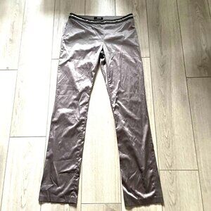 Morgan Straight Leg Studded Pants Women's Size 40 Taupe Shiny Side Zip